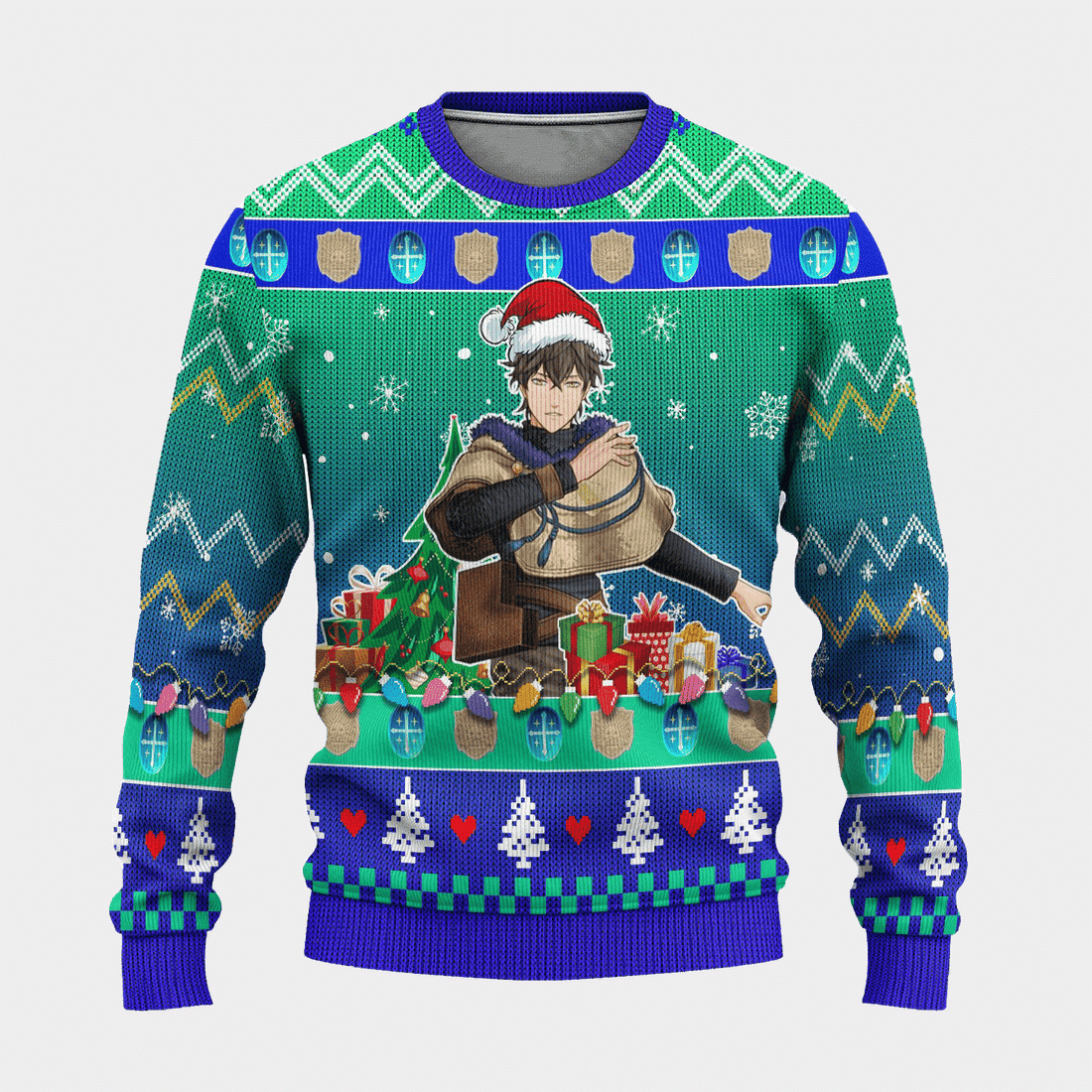 Black Clover Anime Yuno 2 Ugly Sweater Gifts, Black Clover Anime Gift Fan Ugly Sweater