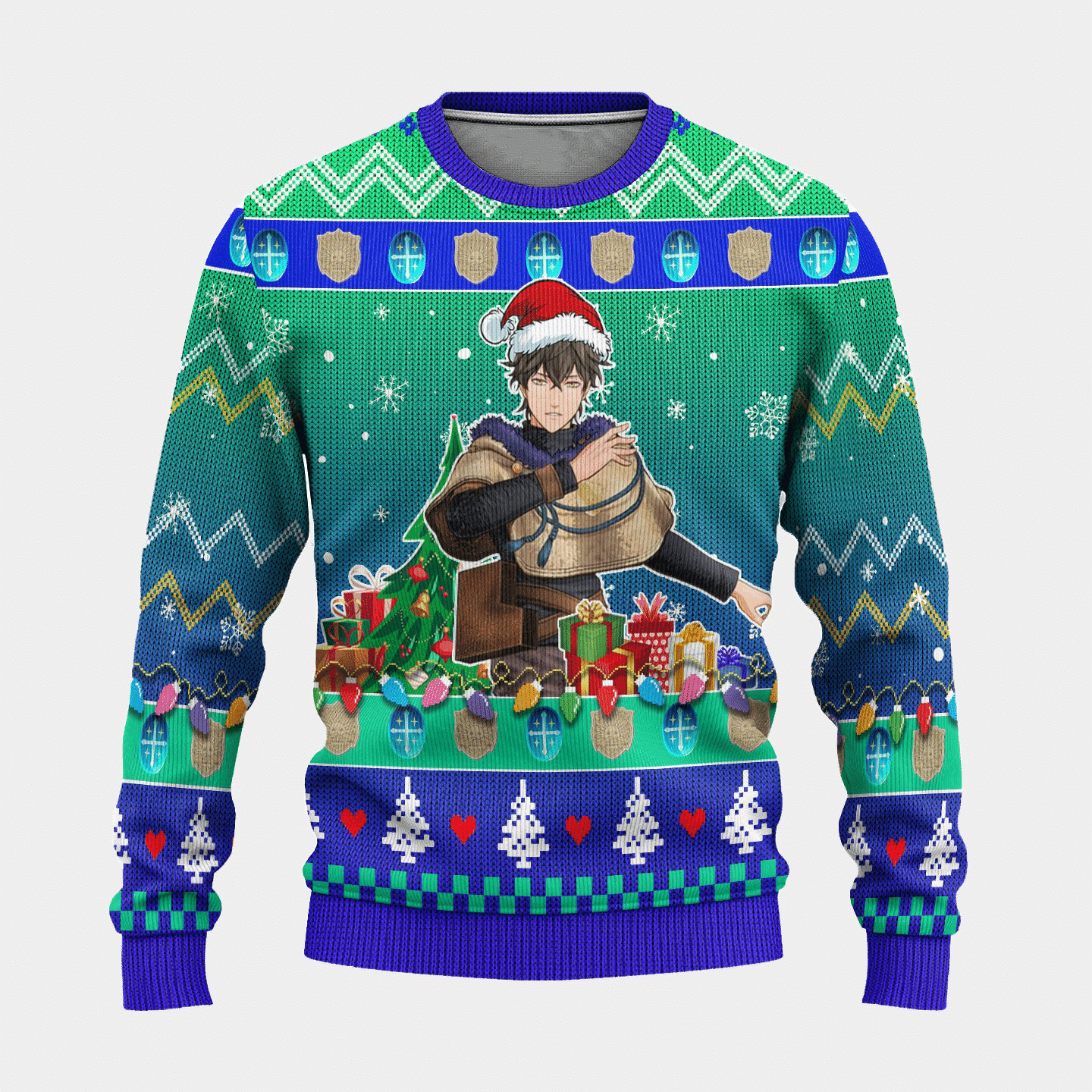 Black Clover Anime Yuno 2 Ugly Sweater Gifts, Black Clover Anime Gift Fan Ugly Sweater