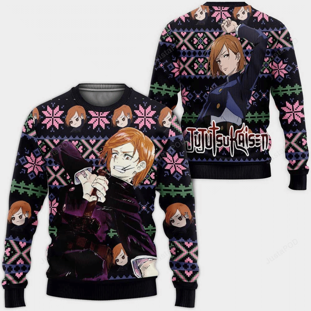 Jujutsu Kaisen Anime Nobara Kugisaki 8 Ugly Sweater Gifts, Jujutsu Kaisen Anime Gift Fan Ugly Sweater