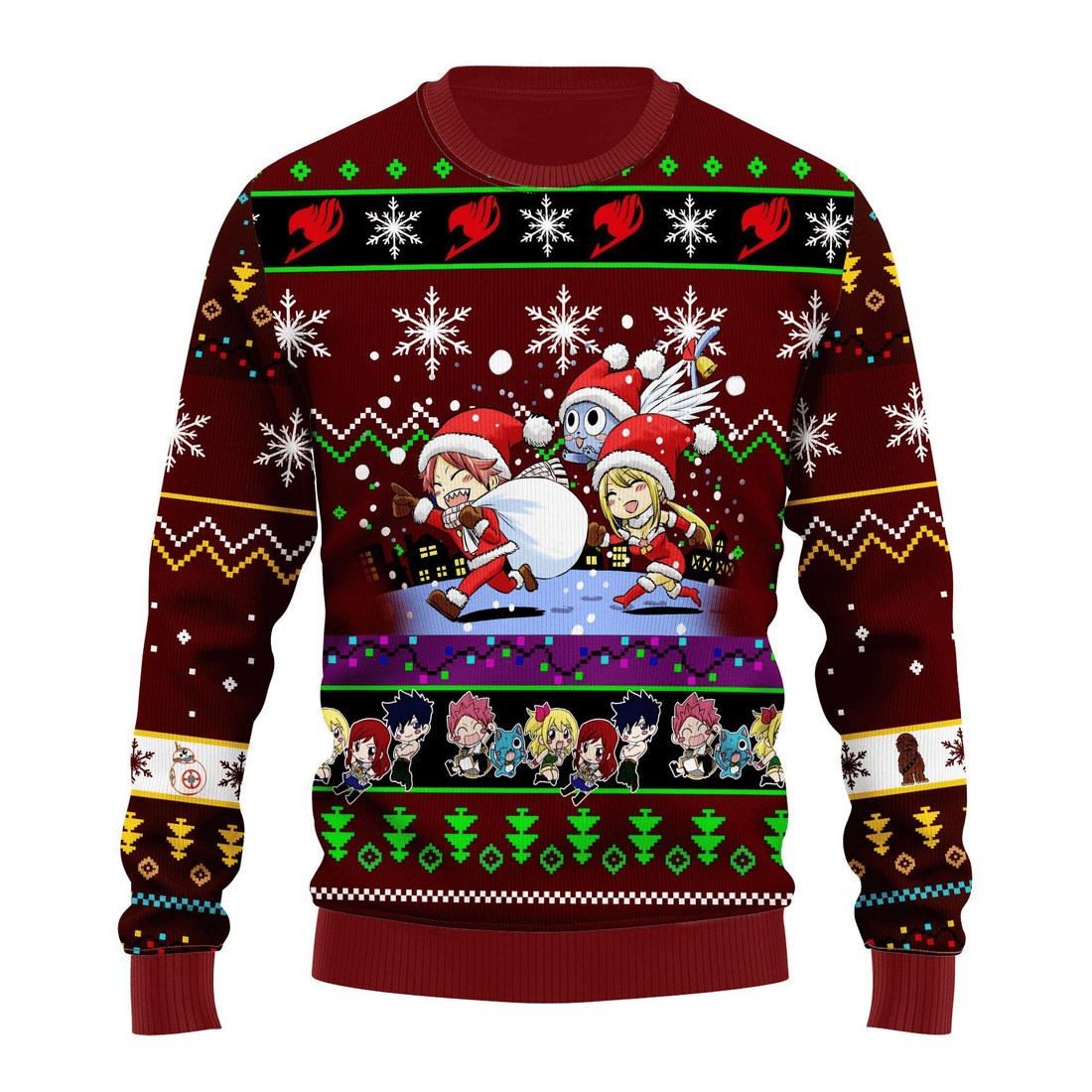 Fairy Tail Anime Chibi Christmas 16 Ugly Sweater Gifts, Fairy Tail Anime Gift Fan Ugly Sweater