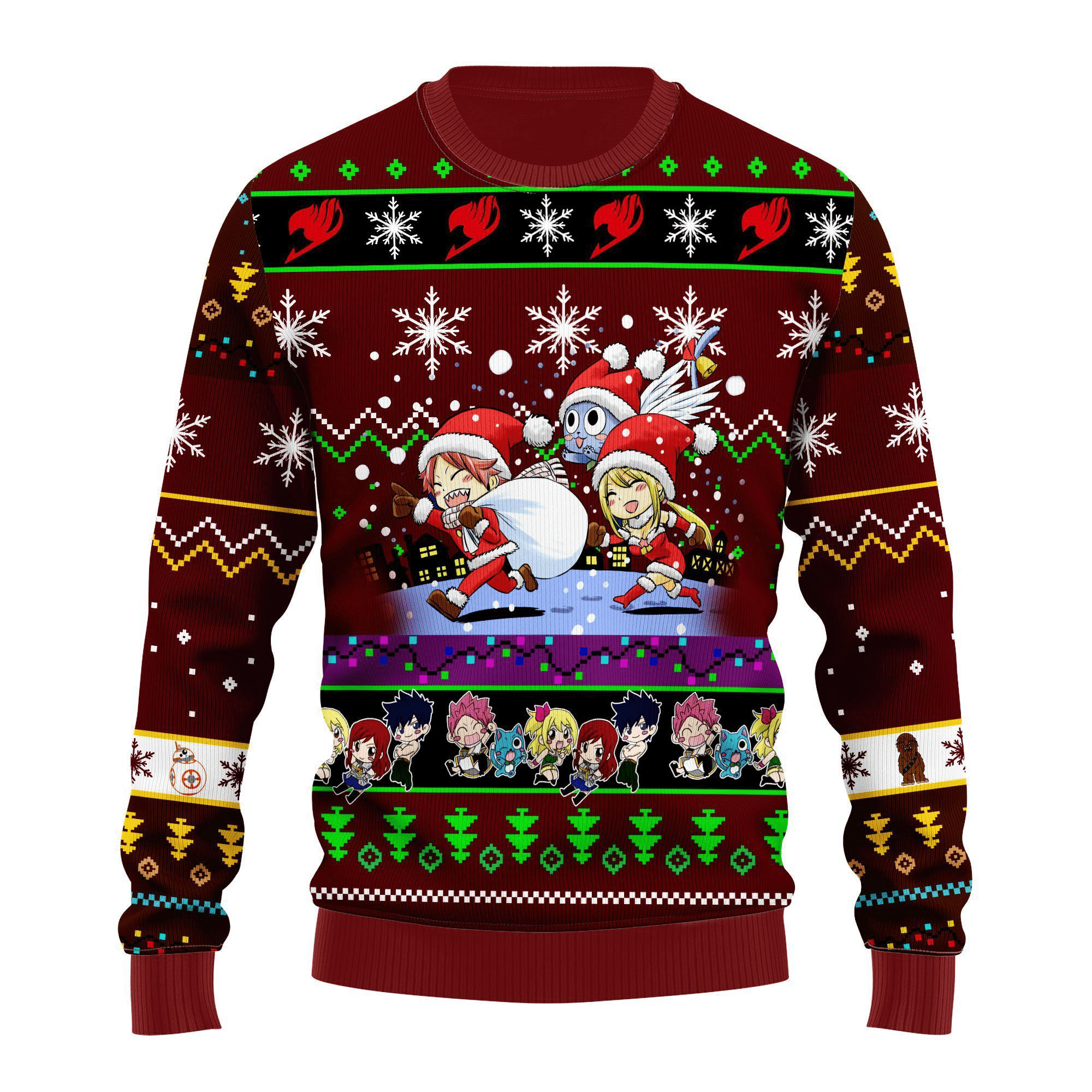 Fairy Tail Anime Chibi Christmas 16 Ugly Sweater Gifts, Fairy Tail Anime Gift Fan Ugly Sweater