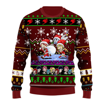 Fairy Tail Anime Chibi Christmas 16 Ugly Sweater Gifts, Fairy Tail Anime Gift Fan Ugly Sweater