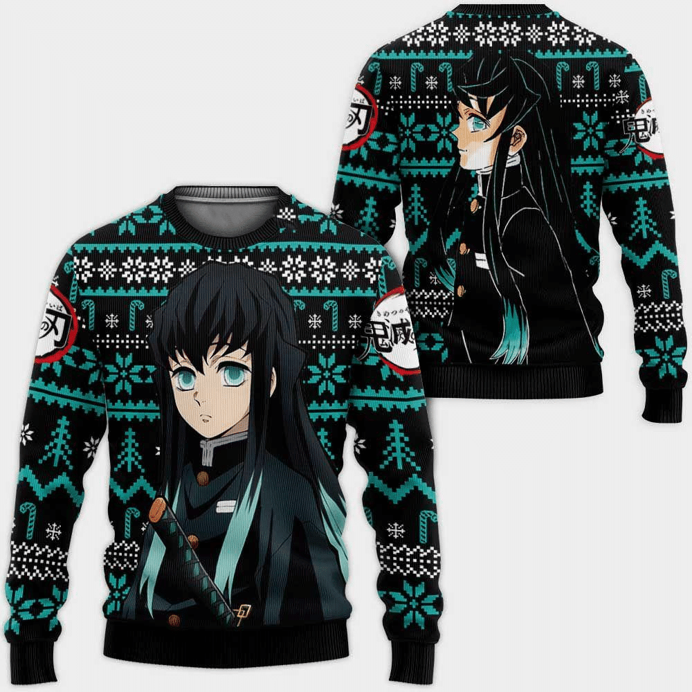 Demon Slayer Kimetsu No Yaiba Anime Muichiro Tokito 49 Ugly Sweater Gifts, Demon Slayer Anime Gift Fan Ugly Sweater