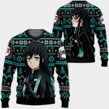 Demon Slayer Kimetsu No Yaiba Anime Muichiro Tokito 49 Ugly Sweater Gifts, Demon Slayer Anime Gift Fan Ugly Sweater