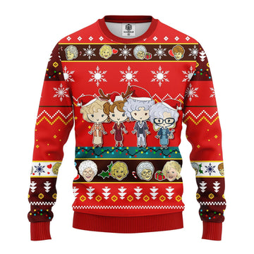 Chibi The Golden Girls Merry Xmas Gifts Ugly Christmas Sweater 268