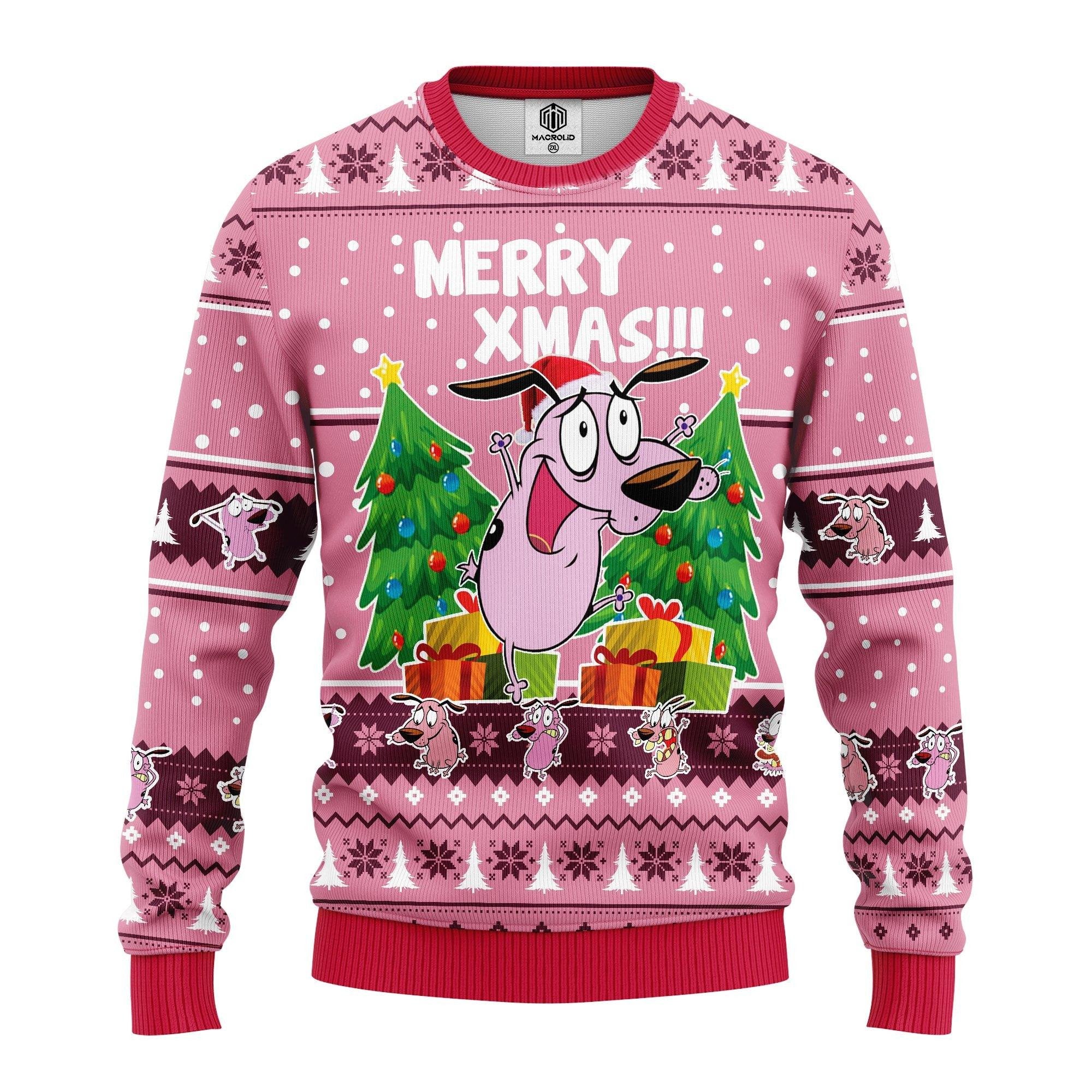 Couage The Cowardly Merry Xmas Ugly Christmas Sweater 296
