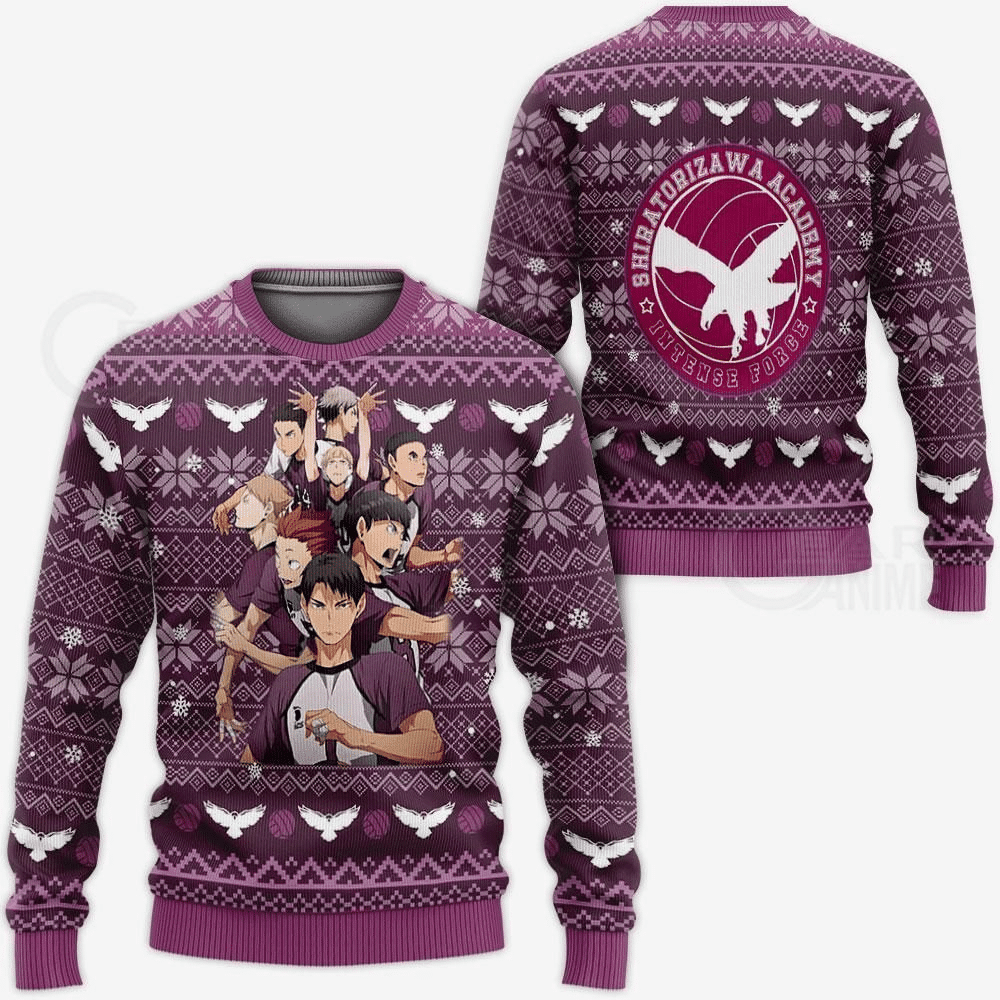 Haikyuu Anime Shiratorizawa Academy 6 Ugly Sweater Gifts, Haikyuu Anime Gift Fan Ugly Sweater