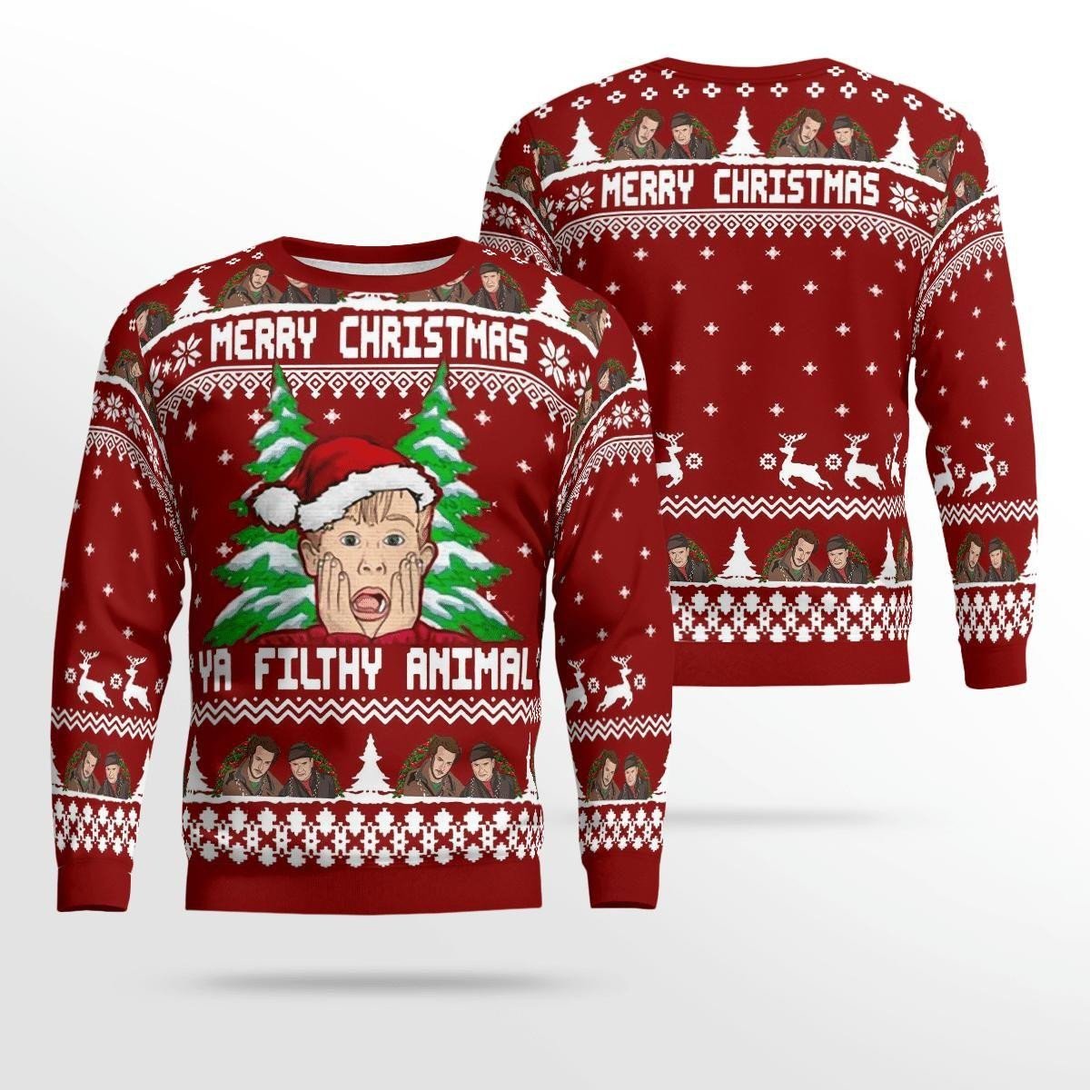 Home Alone Merry Christmas Ya Filthy Animal Ugly Sweater, Christmas Gift, Home Alone Merry Christmas Ya Filthy Animal Ugly Christmas Sweater