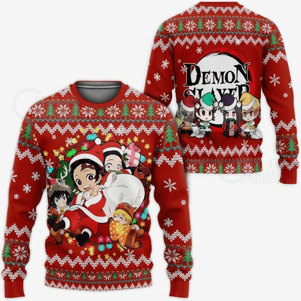 Demon Slayer Kimetsu No Yaiba Anime 44 Ugly Sweater Gifts, Demon Slayer Anime Gift Fan Ugly Sweater
