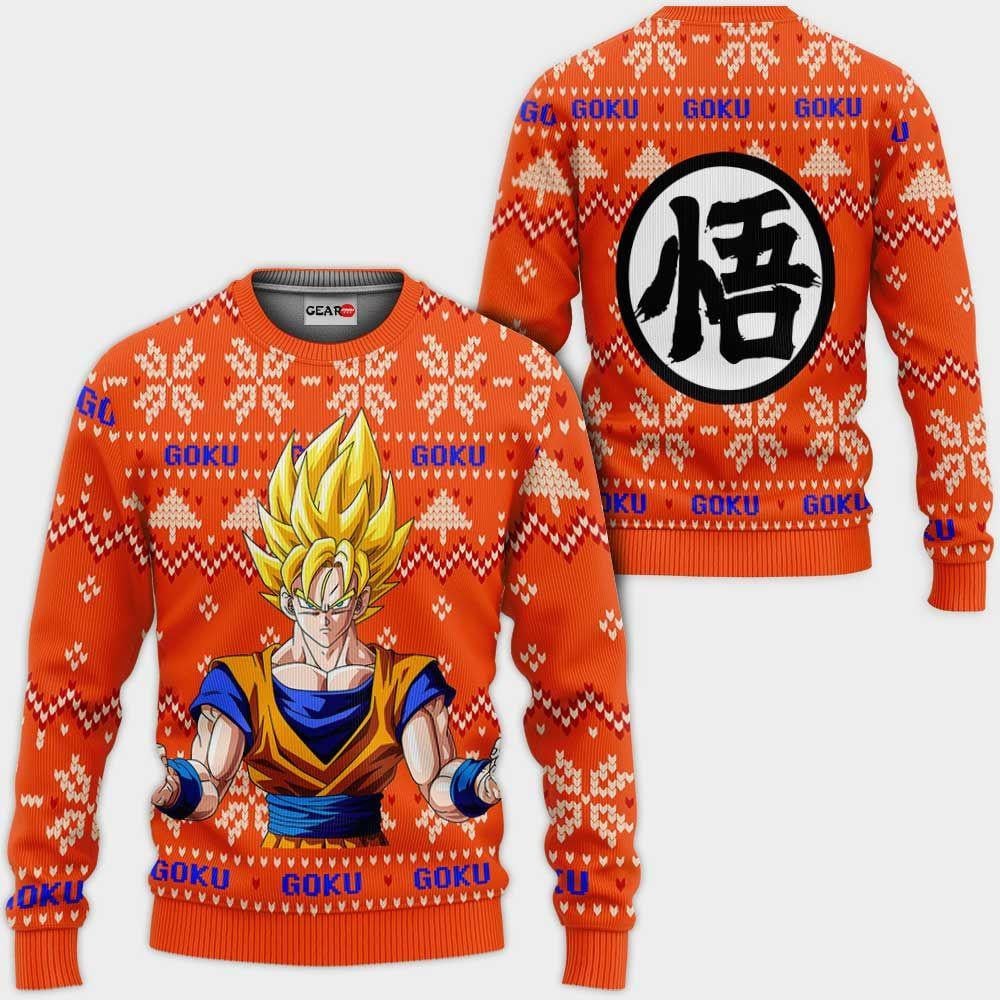 Goku Super Saiyan Ugly Christmas Sweater Anime Dragon Ball Xmas 1k122 Gifts ,dragon Ball Anime Xmas Christmas Gift Fan