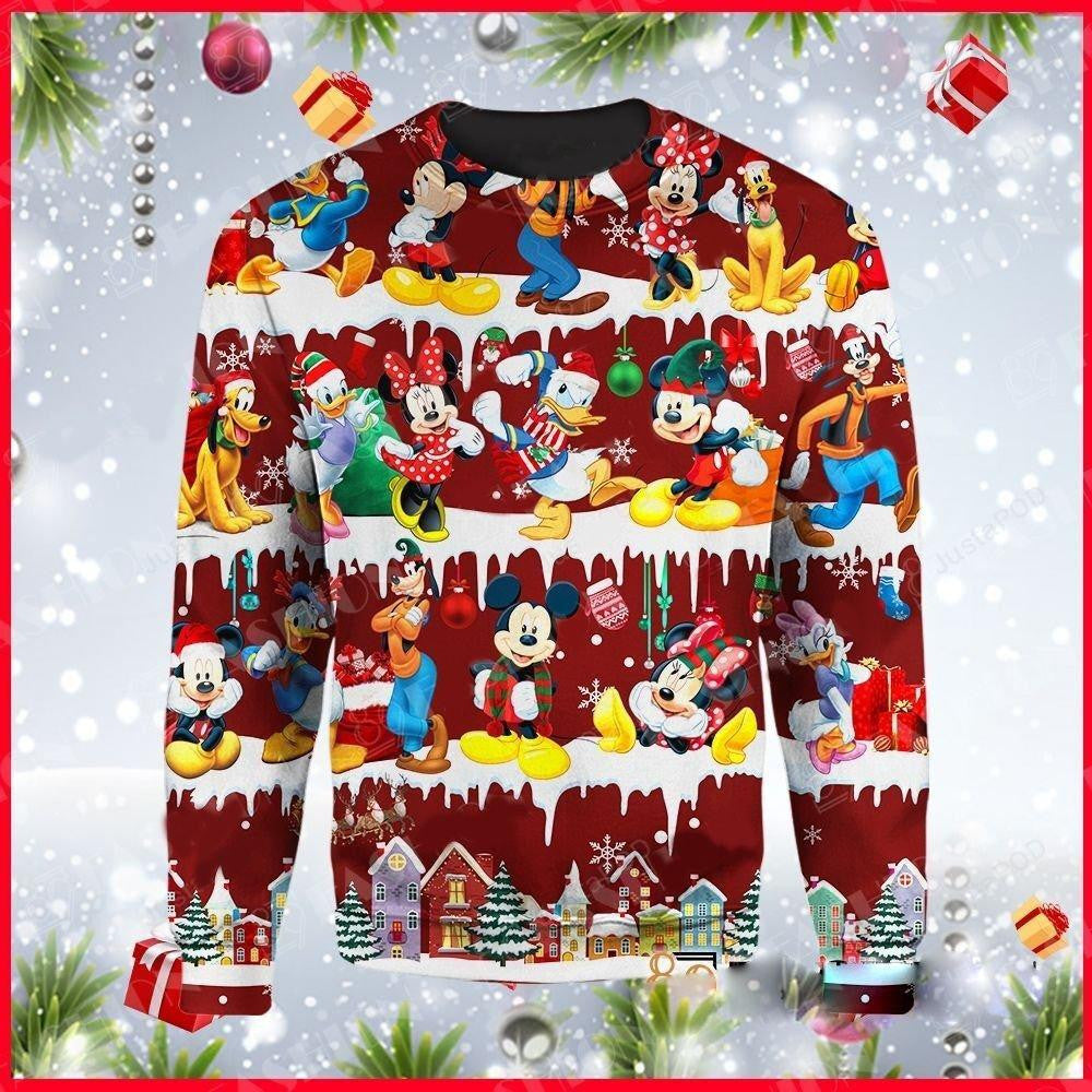 Disney Characters Mickey Donald Duck Pluto Ugly Sweater, Disney Mickey Mouse Donald Duck Christmas Sweater, Funny Disney Characters Shirt