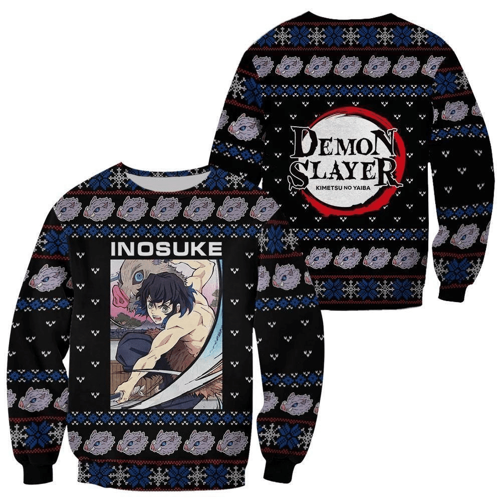Demon Slayer Kimetsu No Yaiba Anime Hashibira Inosuke 39 Ugly Sweater, Demon Slayer Anime Gift Fan Ugly Sweater