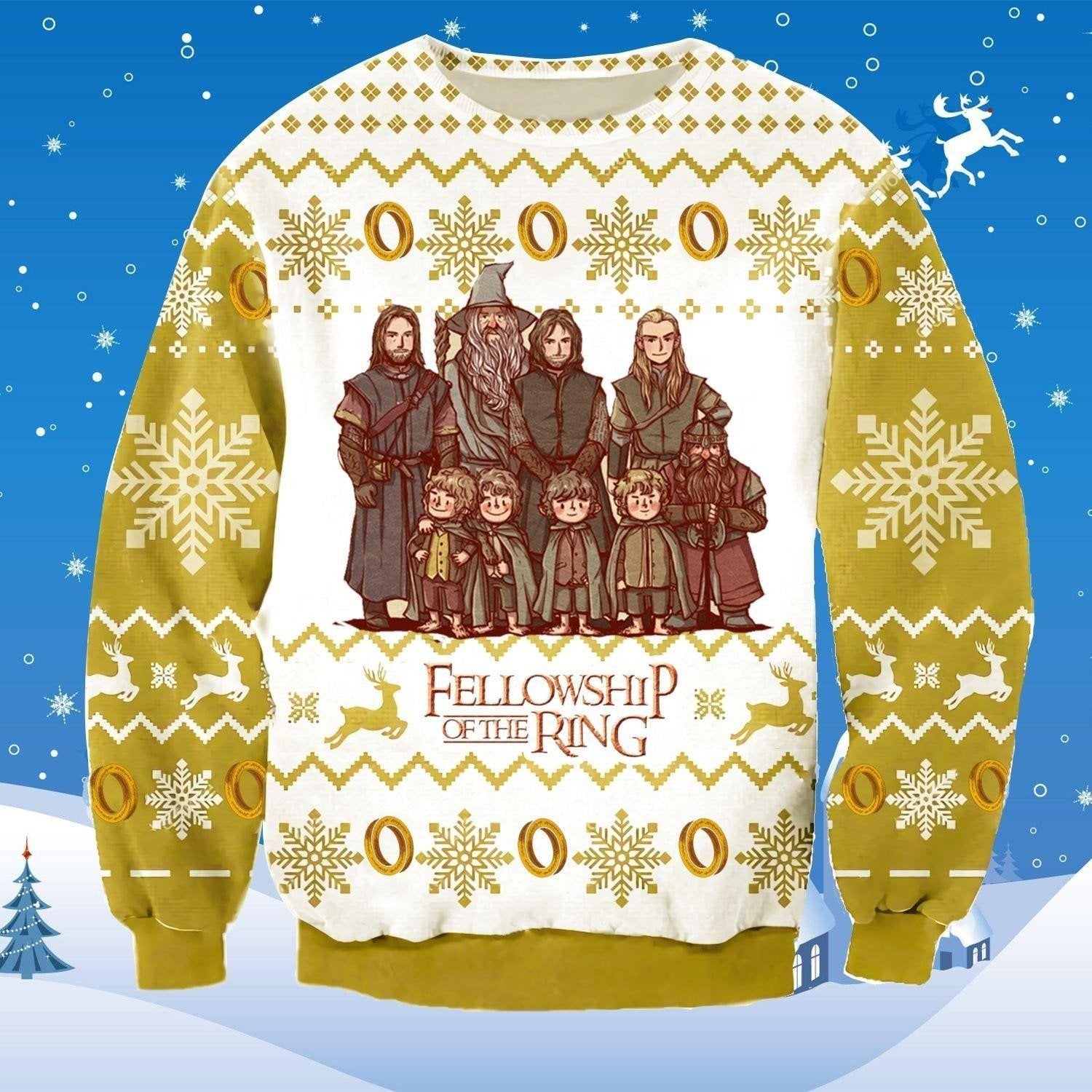 Lord Of The Rings Fellowship Lotr Ugly Sweater, Christmas Gift , Lord Of The Rings Fellowship Lotr Ugly Christmas Sweater