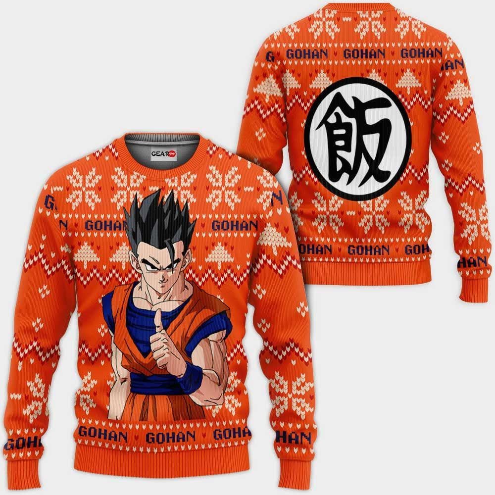 Gohan Ugly Christmas Sweater Anime Dragon Ball Xmas 1k116 Gifts ,dragon Ball Anime Xmas Christmas Gift Fan