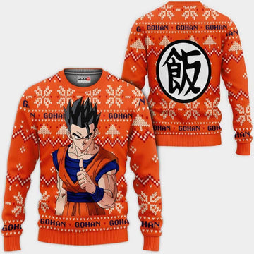 Gohan Ugly Christmas Sweater Anime Dragon Ball Xmas 1k116 Gifts ,dragon Ball Anime Xmas Christmas Gift Fan