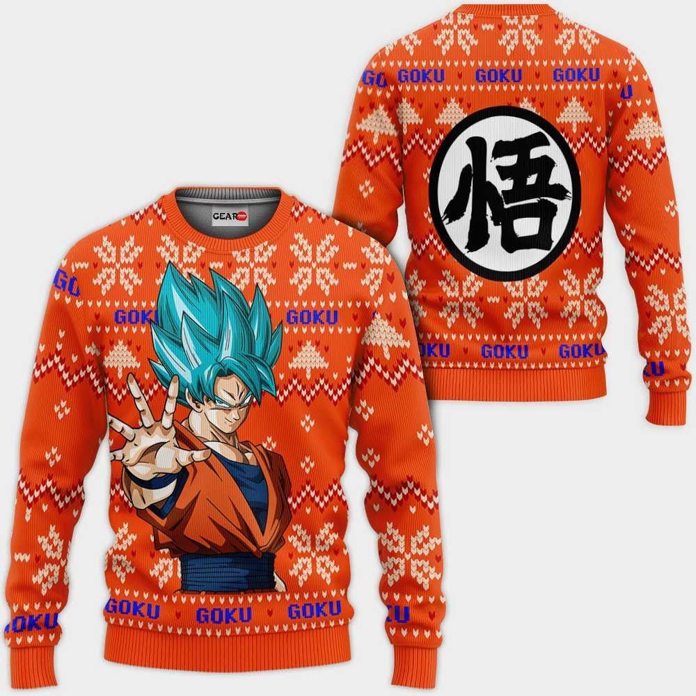 Goku Blue Ugly Christmas Sweater Anime Dragon Ball Xmas 1k120 Gifts ,dragon Ball Anime Xmas Christmas Gift Fan