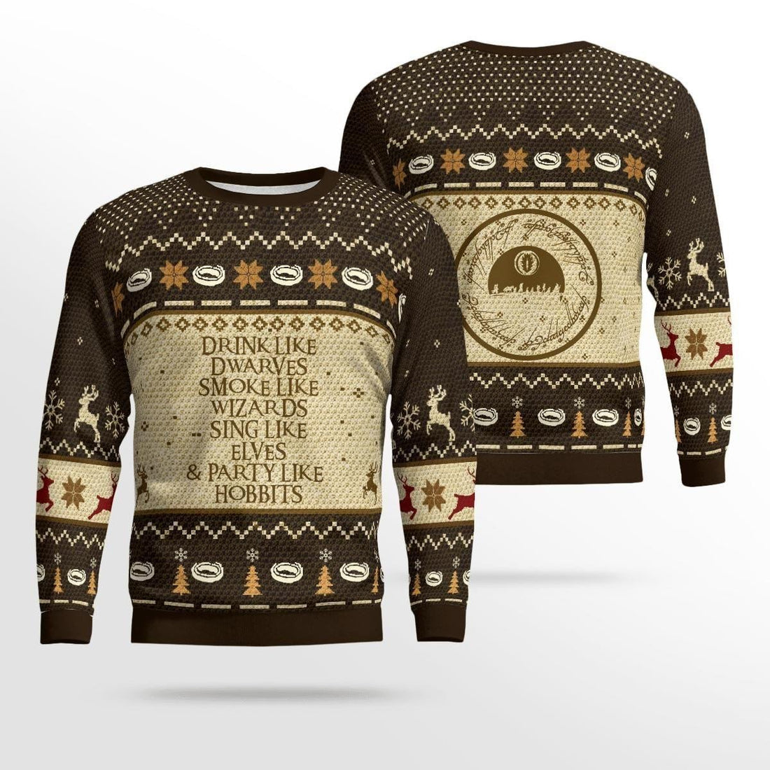 Lord Of The Rings Party Like Hobbits Lotr Ugly Sweater, Christmas Gift, Lord Of The Rings Party Like Hobbits Lotr Ugly Christmas Sweater