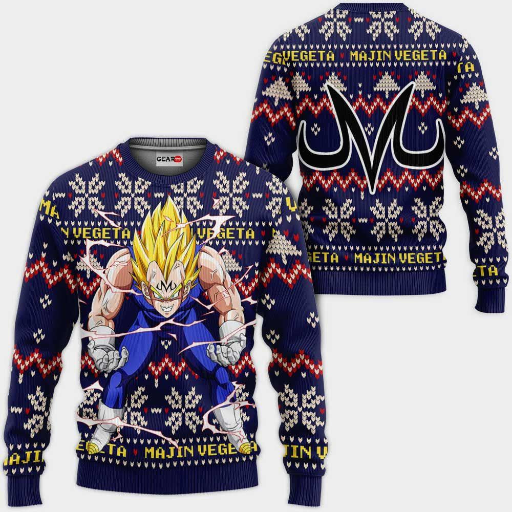 Majin Vegeta Blue Ugly Christmas Sweater Anime Dragon Ball Xmas Gifts 1k107,dragon Ball Anime Xmas Christmas Gift Fan