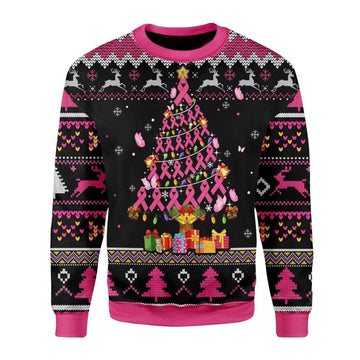 Breast Cancer Awareness Ugly Sweater, Breast Cancer Awareness Christmas Sweater, Breast Cancer Awareness Ribbon Christmas Tree Shirt