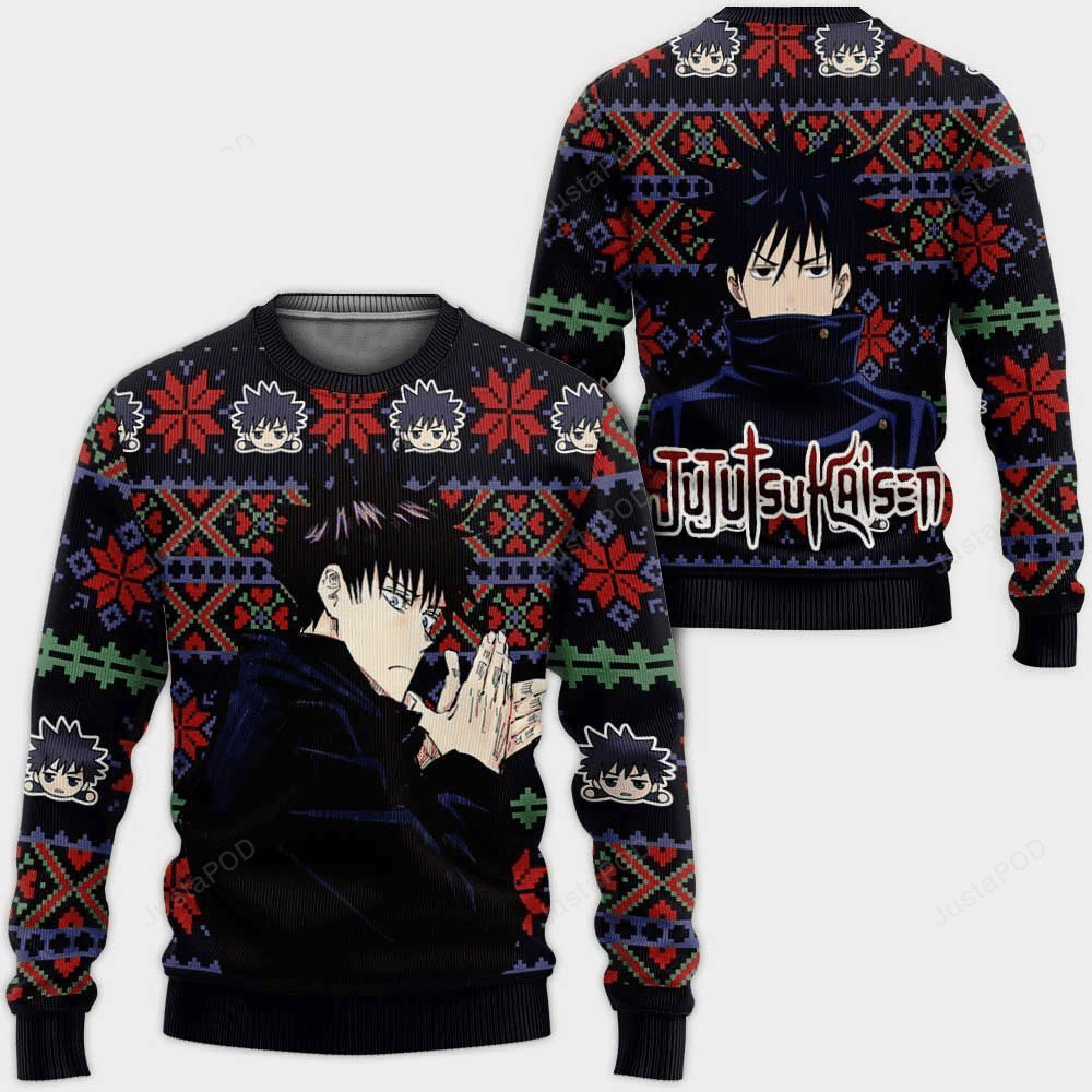Jujutsu Kaisen Anime Megumi Fushiguro 6 Ugly Sweater Gifts, Jujutsu Kaisen Anime Gift Fan Ugly Sweater