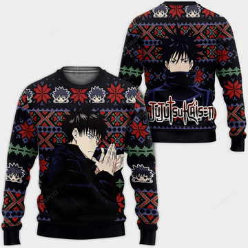 Jujutsu Kaisen Anime Megumi Fushiguro 6 Ugly Sweater Gifts, Jujutsu Kaisen Anime Gift Fan Ugly Sweater