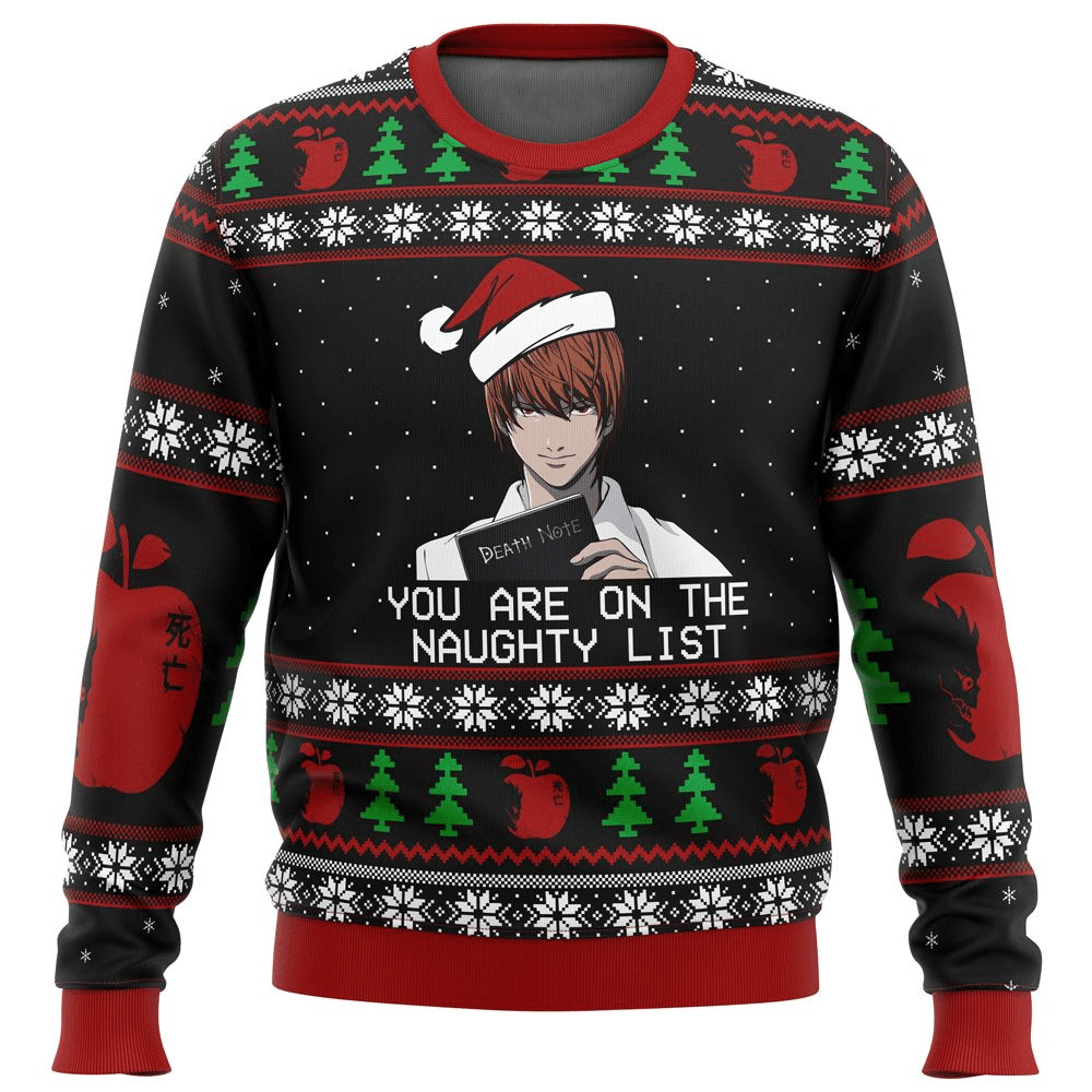 Death Note Anime Naughty List 1 Ugly Sweater Gifts, Death Note Anime Gift Fan Ugly Sweater