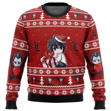 Death Note Anime Chibi L 2 Ugly Sweater Gifts, Death Note Anime Gift Fan Ugly Sweater