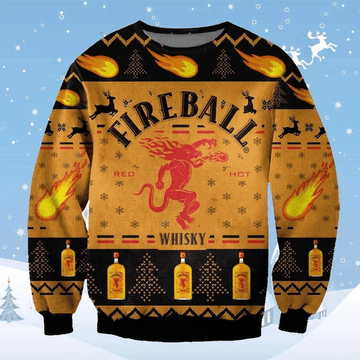 Fireball Whisky Ugly Sweater Gifts, Fireball Whisky Gift Fan Ugly Sweater