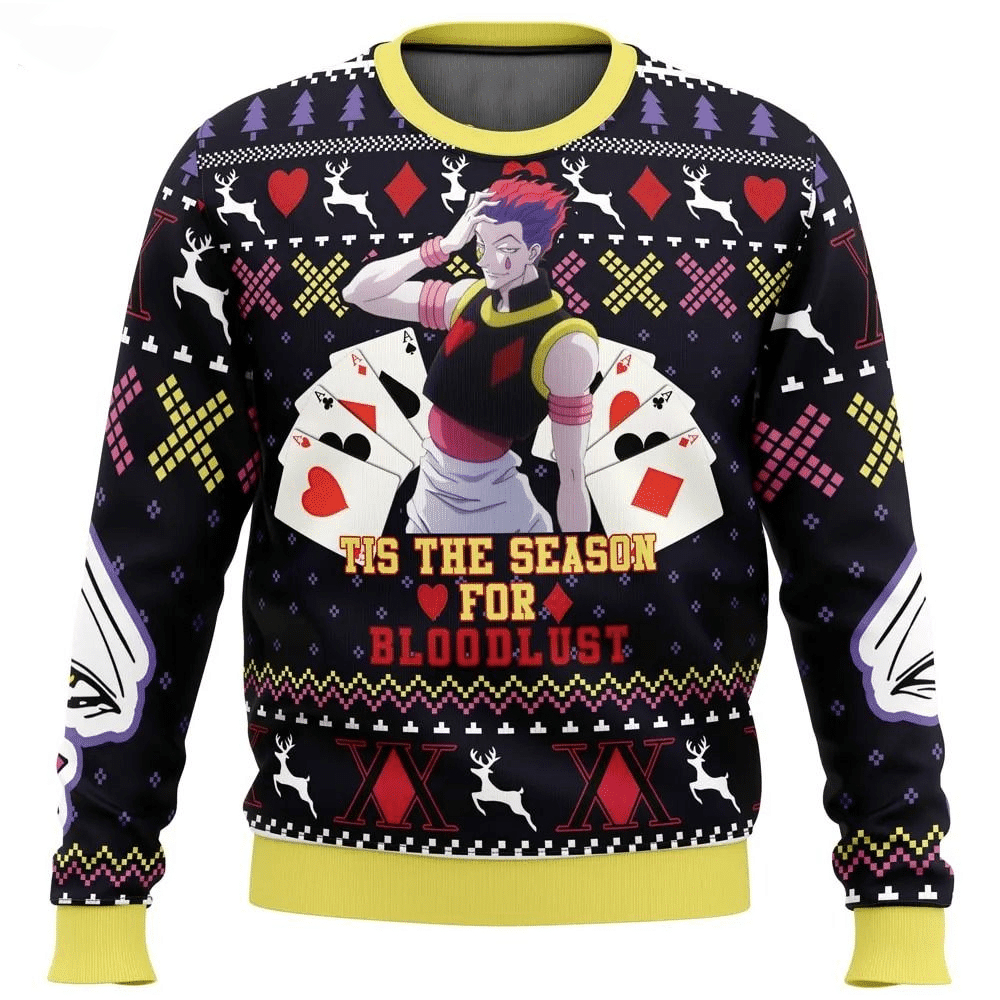 Hunter X Hunter Anime Hisoka 3 Ugly Sweater Gifts, Hunter X Hunter Anime Gift Fan Ugly Sweater