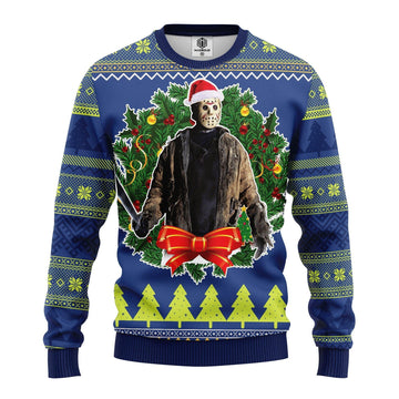 Merry Xmas Horror Movie Characters Jason Woorhees Ugly Christmas Sweater 259