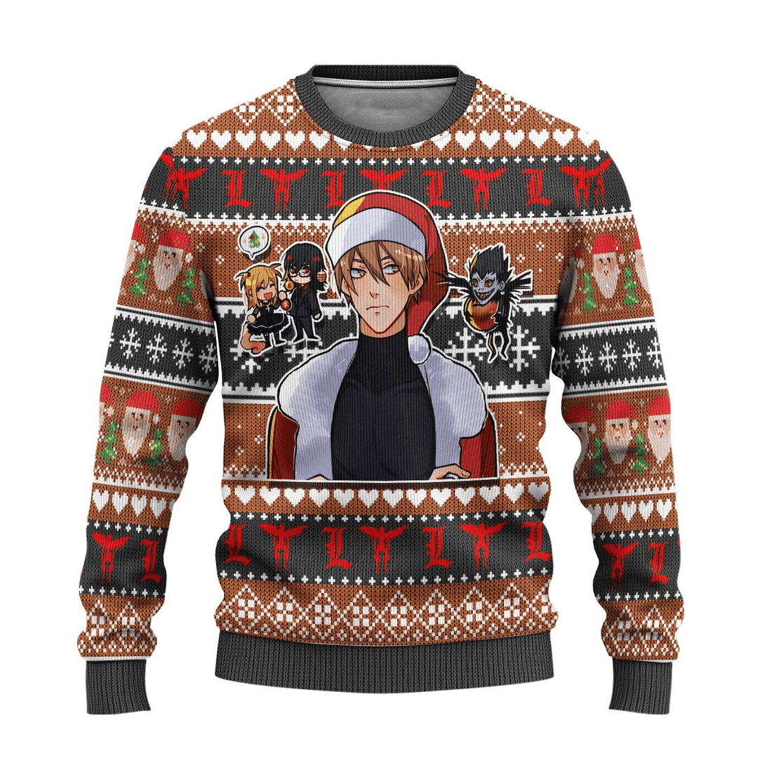 Death Note Anime Light Yagami 4 Ugly Sweater Gifts, Death Note Anime Gift Fan Ugly Sweater
