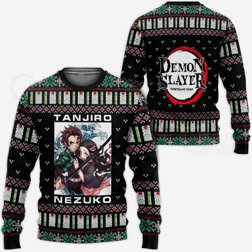 Demon Slayer Kimetsu No Yaiba Anime Kamado Tanjiro Kamado Nezuko 51 Ugly Sweater, Demon Slayer Anime Gift Fan Ugly Sweater