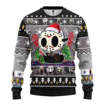 Chibi Santa Jason Voorhees Merry Xmas Ugly Christmas Sweater 261