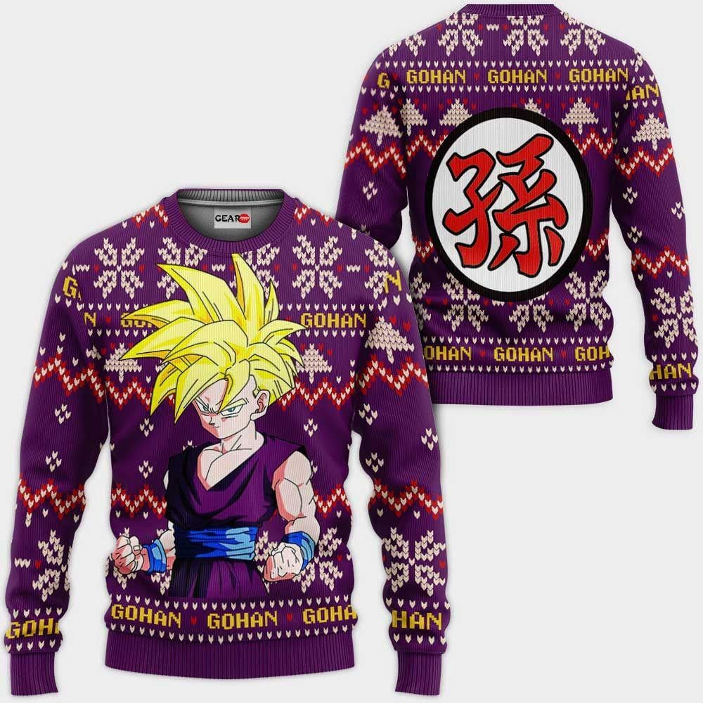 Gohan Sjj Ugly Christmas Sweater Anime Dragon Ball Xmas Gifts 1k97,dragon Ball Anime Xmas Christmas Gift Fan