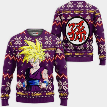 Gohan Sjj Ugly Christmas Sweater Anime Dragon Ball Xmas Gifts 1k97,dragon Ball Anime Xmas Christmas Gift Fan