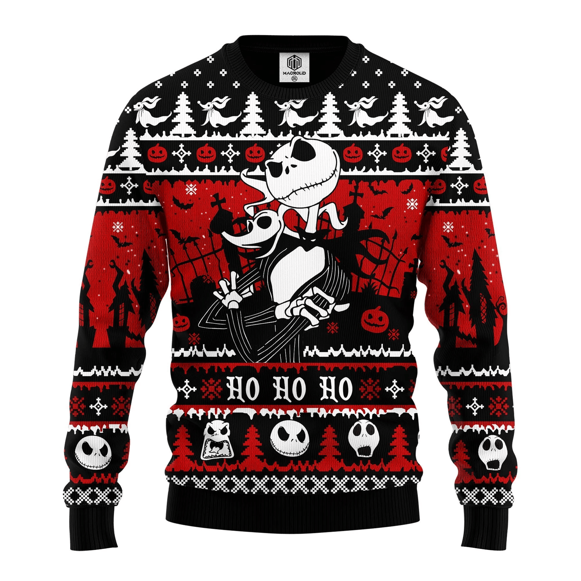 Jack And Zero Ho Ho Ho Nightmare Before Christmas Ugly Christmas Sweater 254