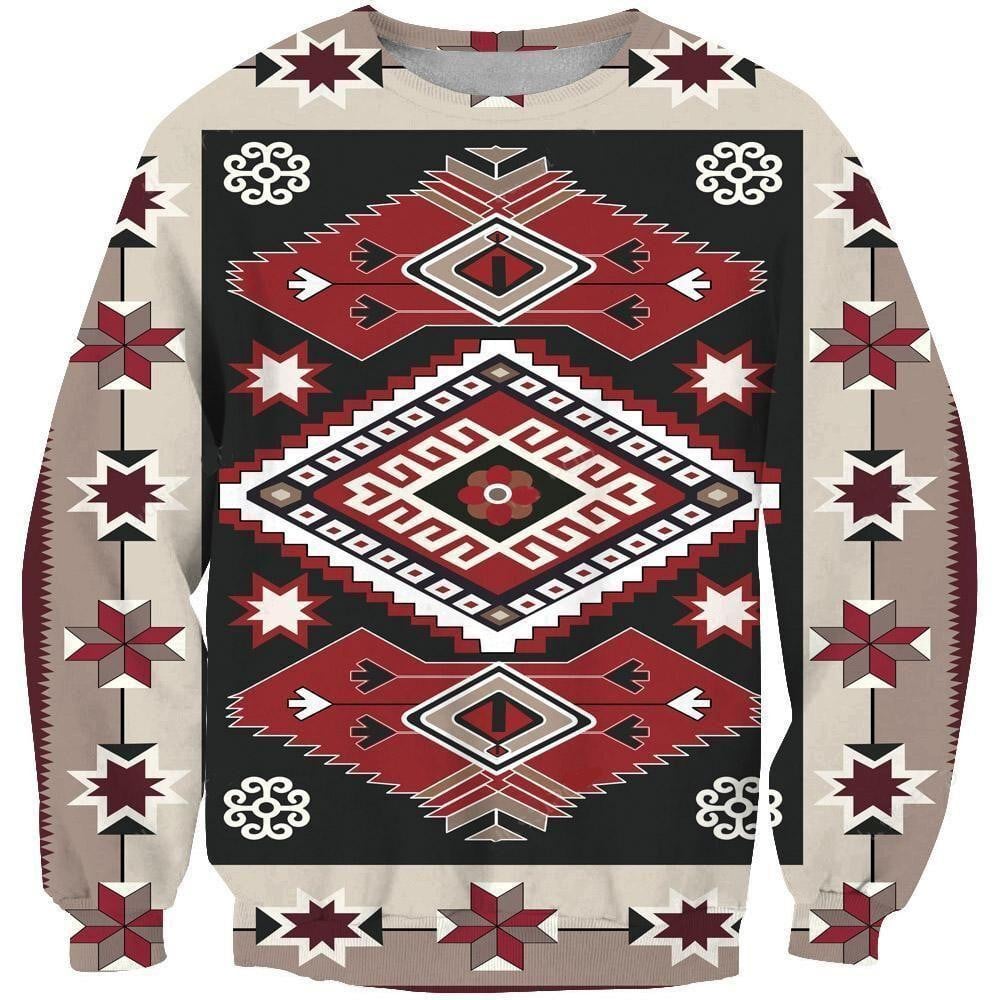 Ethnic Tribal Red Brown Pattern Ugly Sweater, Ethnic Tribal Christmas Sweater, Ethnic Tribal Gift, Ethnic Tribal Shirt