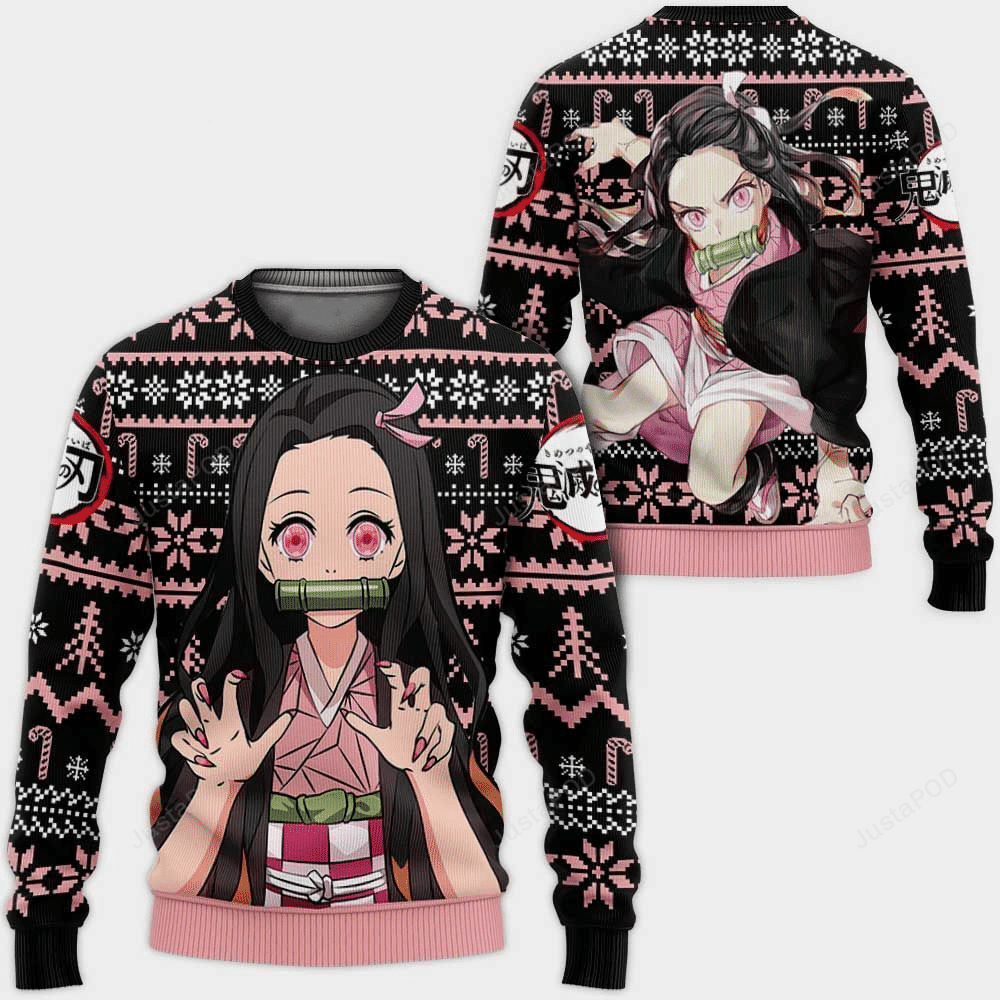 Demon Slayer Kimetsu No Yaiba Anime Kamado Nezuko 2 Ugly Sweater, Demon Slayer Anime Gift Fan Ugly Sweater