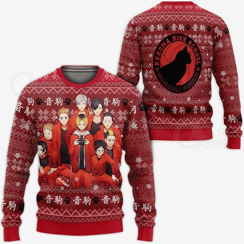 Haikyuu Anime Nekoma High 12 Ugly Sweater Gifts, Haikyuu Anime Gift Fan Ugly Sweater