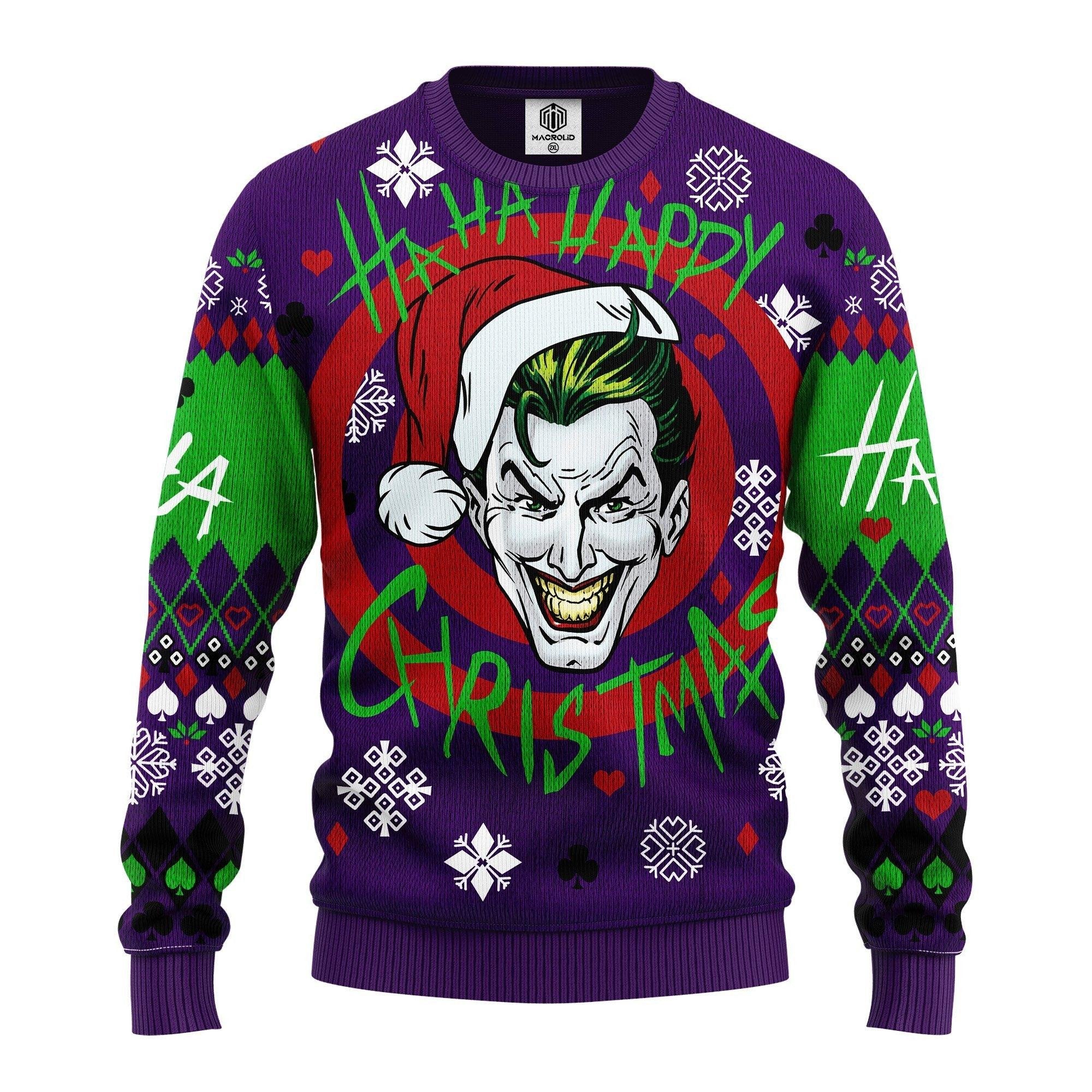 Joker Smile Dc Comics Haha Happy Christmas Ugly Christmas Sweater 255