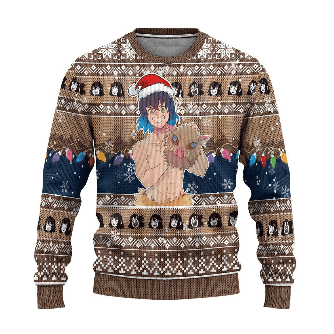 Demon Slayer Kimetsu No Yaiba Anime Hashibira Inosuke 40 Ugly Sweater, Demon Slayer Anime Gift Fan Ugly Sweater