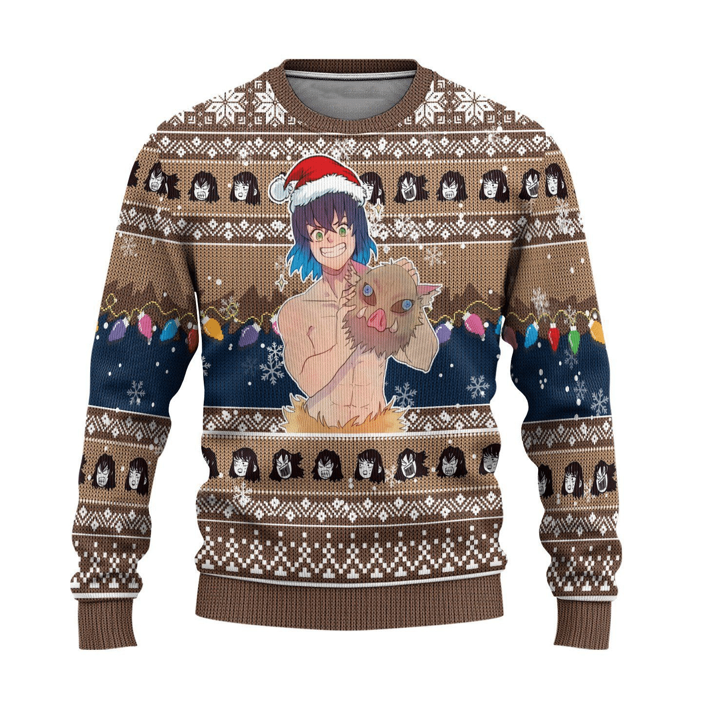 Demon Slayer Kimetsu No Yaiba Anime Hashibira Inosuke 40 Ugly Sweater, Demon Slayer Anime Gift Fan Ugly Sweater