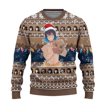 Demon Slayer Kimetsu No Yaiba Anime Hashibira Inosuke 40 Ugly Sweater, Demon Slayer Anime Gift Fan Ugly Sweater