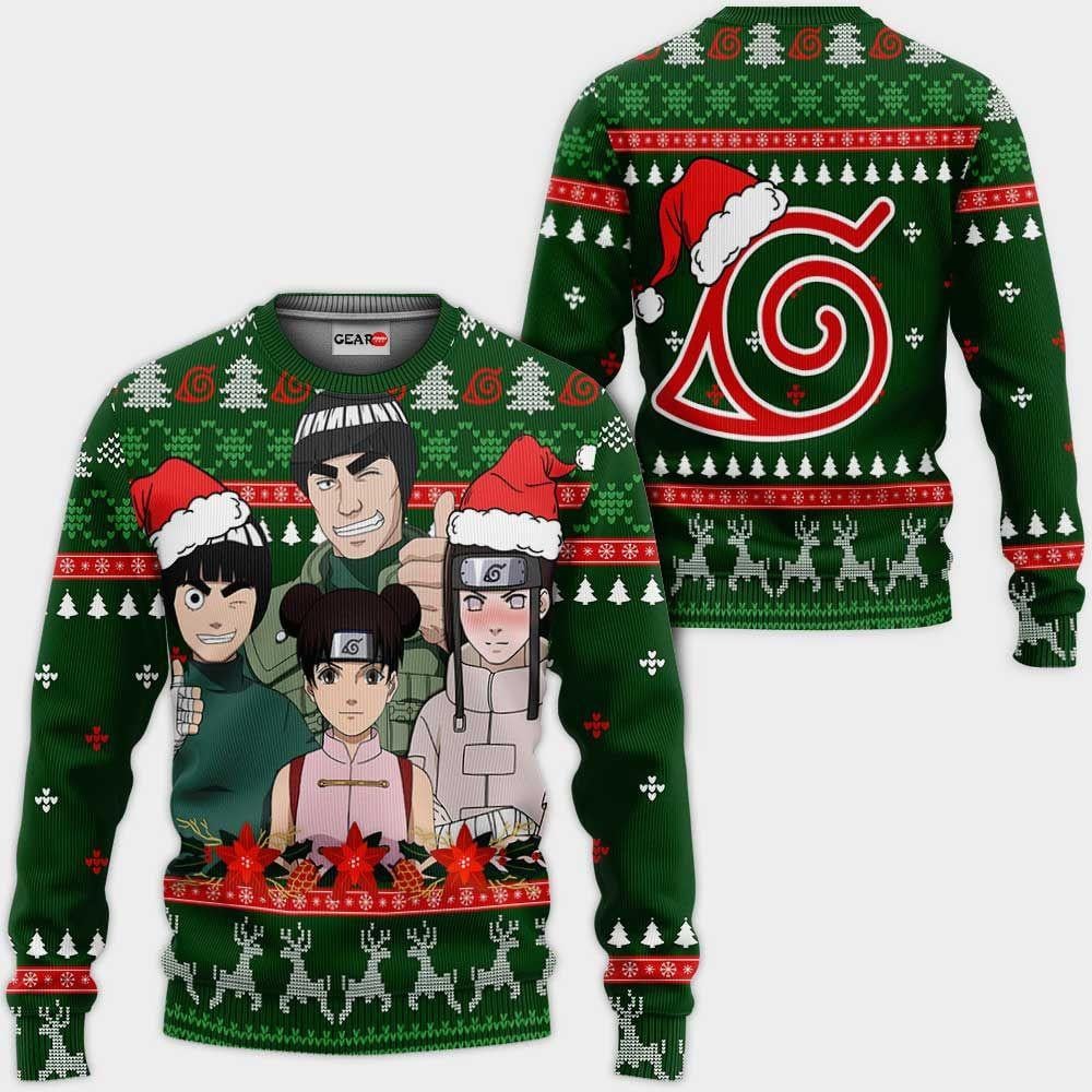 Konoha Team Guy Ugly Christmas Sweater Custom Naruto Anime Xmas 1k414 Gifts ,naruto Anime Xmas Christmas Gift Fan