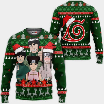 Konoha Team Guy Ugly Christmas Sweater Custom Naruto Anime Xmas 1k414 Gifts ,naruto Anime Xmas Christmas Gift Fan
