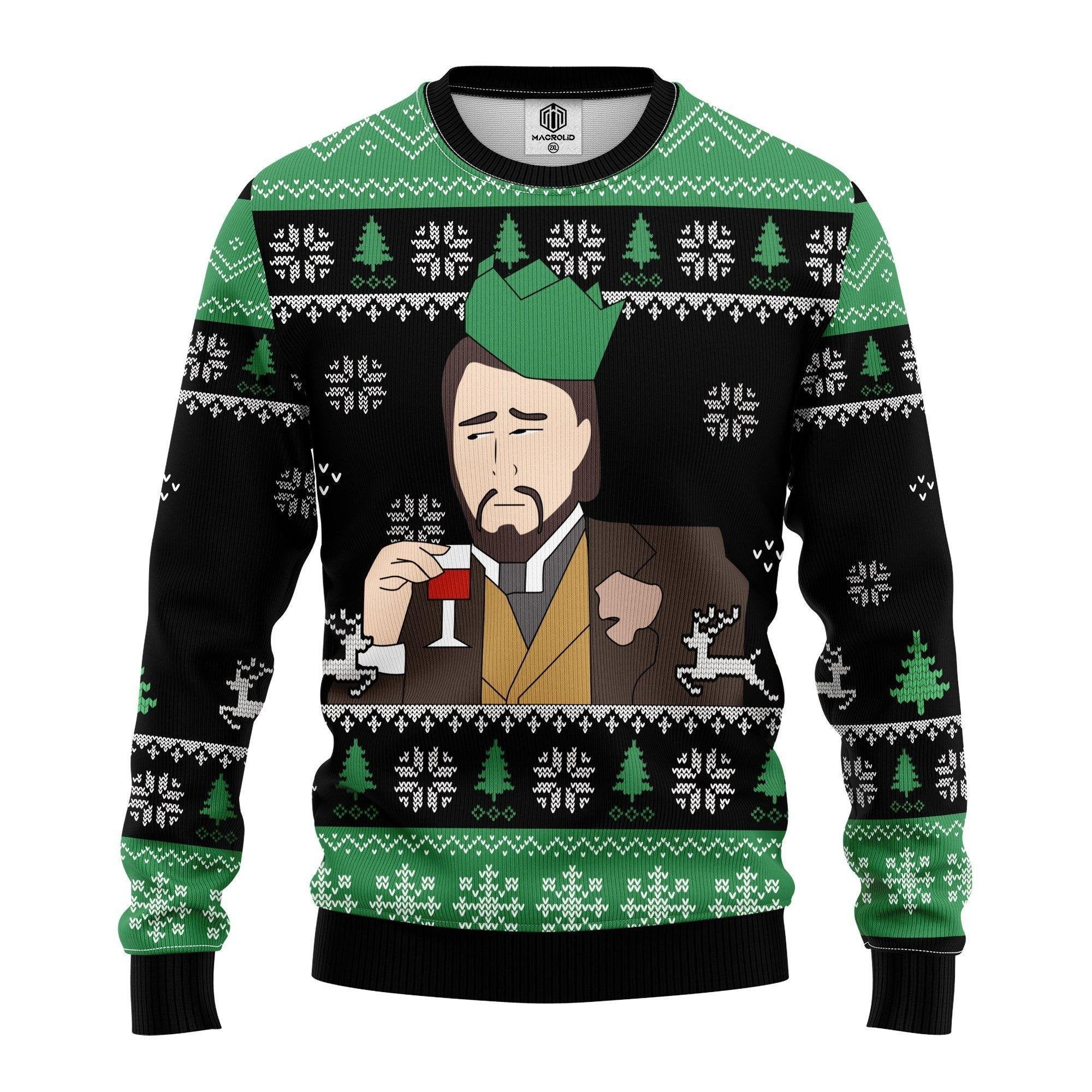 Merry Xmas Leonardo Dicaprio Drinking Meme Ugly Christmas Sweater 272