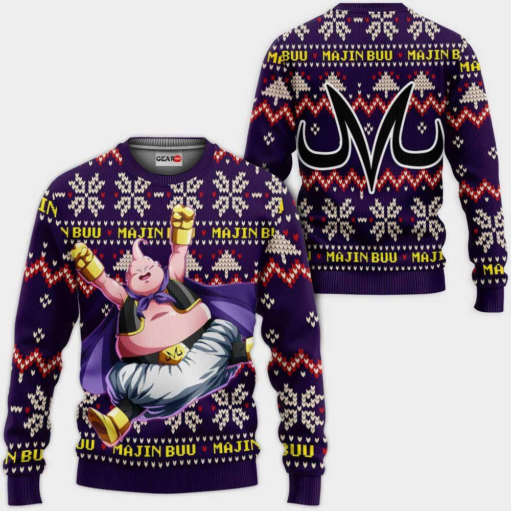Majin Buu Fat Ugly Christmas Sweater Anime Dragon Ball Xmas Gifts 1k95,dragon Ball Anime Xmas Christmas Gift Fan
