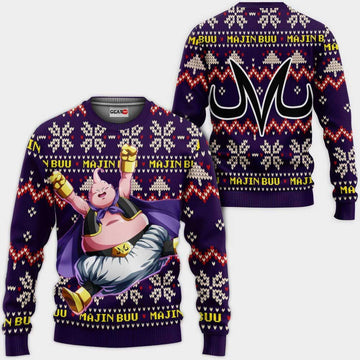 Majin Buu Fat Ugly Christmas Sweater Anime Dragon Ball Xmas Gifts 1k95,dragon Ball Anime Xmas Christmas Gift Fan
