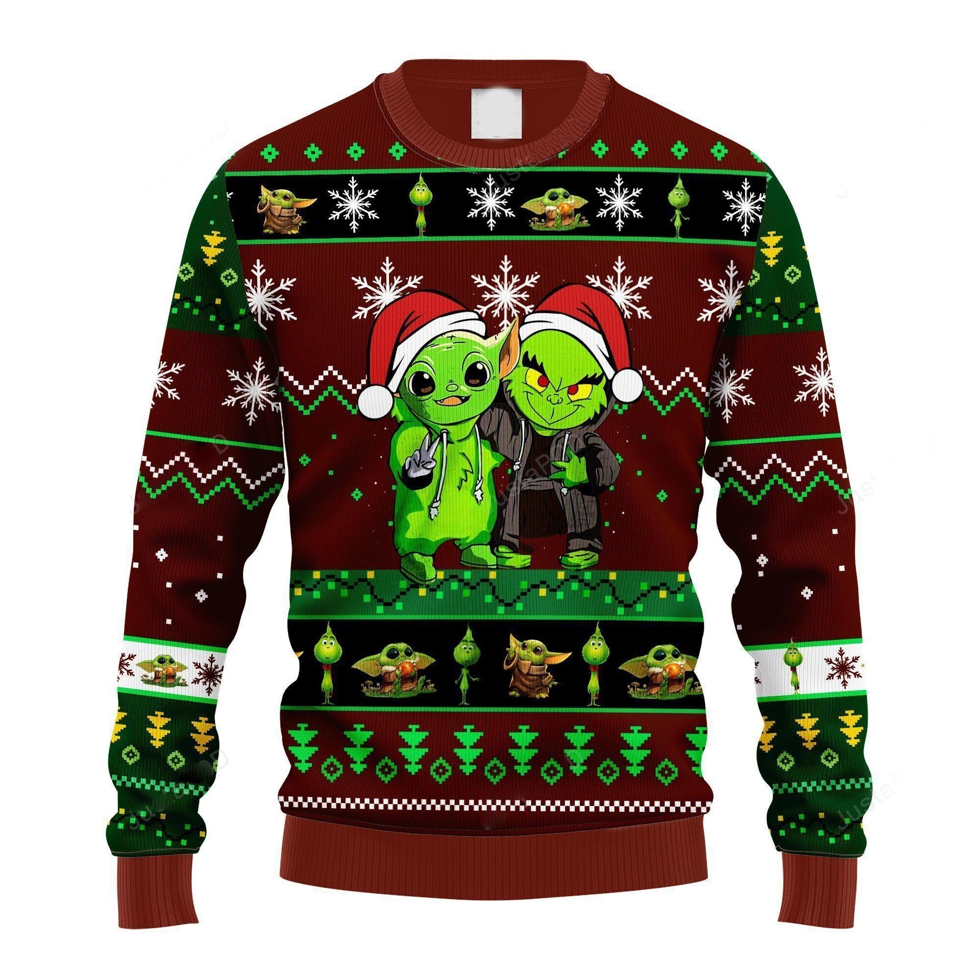 Baby Yoda And Grinch Ugly Sweater, Funny Baby Yoda And Grinch Christmas Sweater, Baby Yoda And Grinch Lover Gift, Baby Yoda And Grinch Shirt