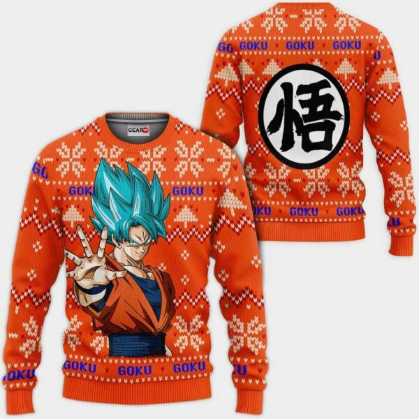 Goku Blue Ugly Christmas Sweater Anime Dragon Ball Xmas 1k120 Gifts ,dragon Ball Anime Xmas Christmas Gift Fan 611